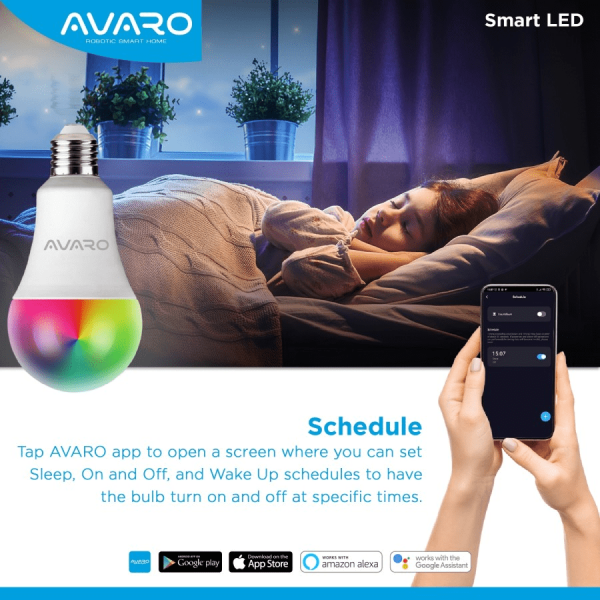 AVARO Lampu Smart LED 9W WIFI Smart Bulb (RGB+ WW)